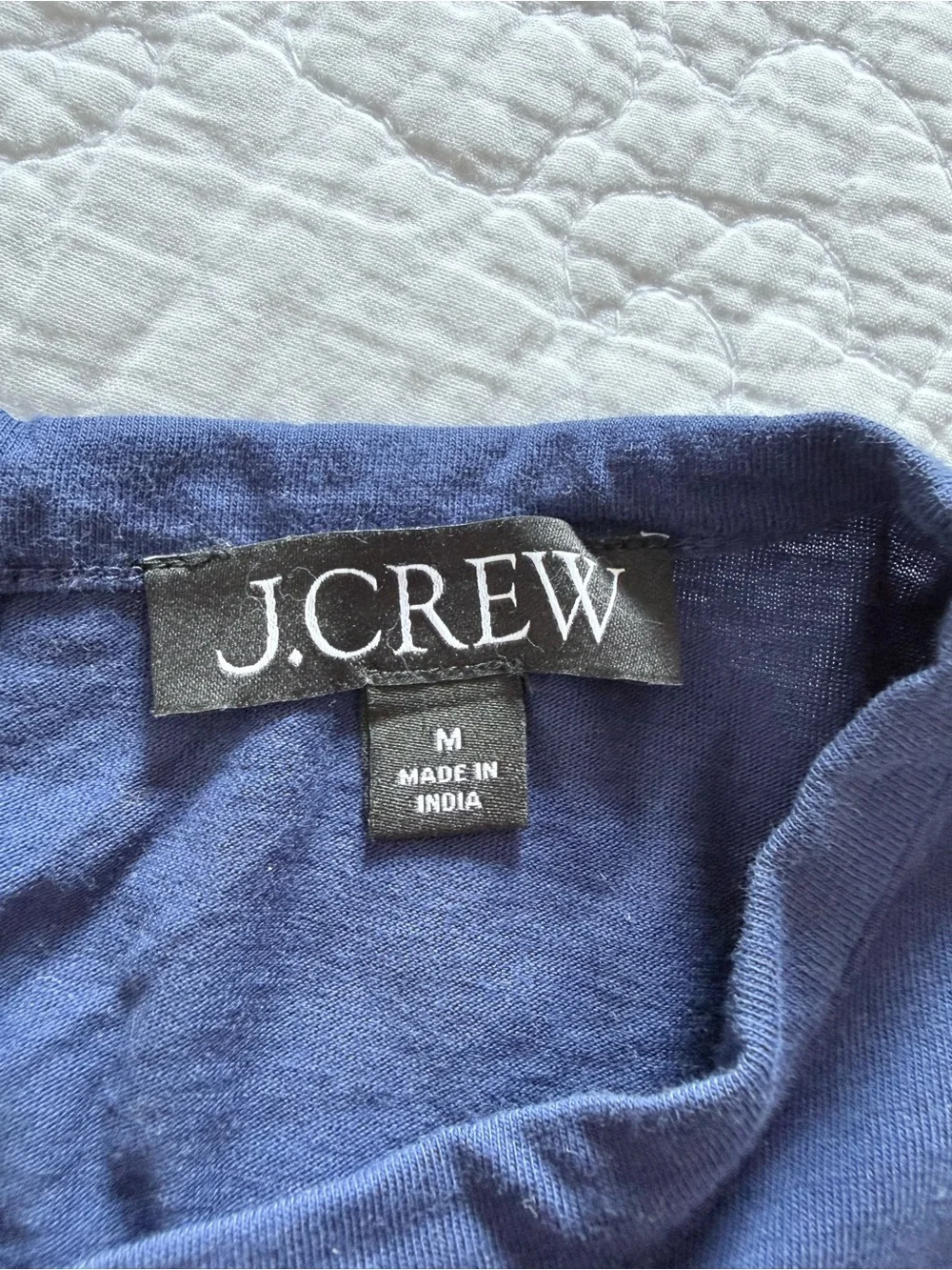 J Crew Broken-In Jersey Puff-sleeve EUC Dark Blue Eyelet Top Button Closure | M